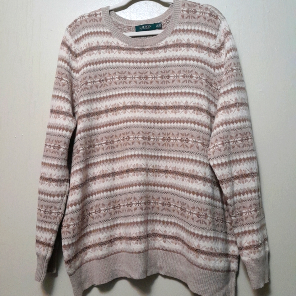 Lauren Ralph Lauren 3x Sweater Mens Beige and Gold